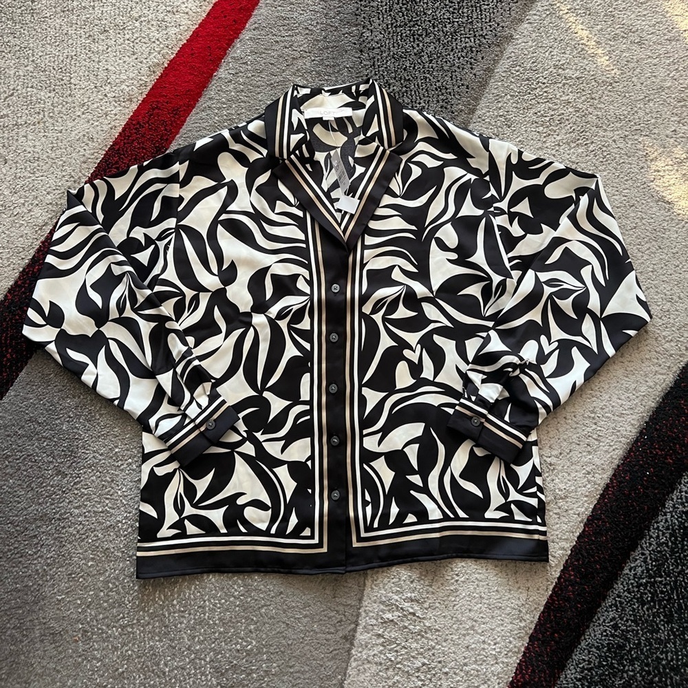 LOFT Abstract Print Loose Fit Blouse
